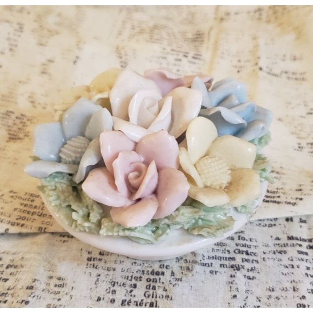 Whimsical, Elegant Vintage Style Norcrest Japanese Floral Basket Candle Holder